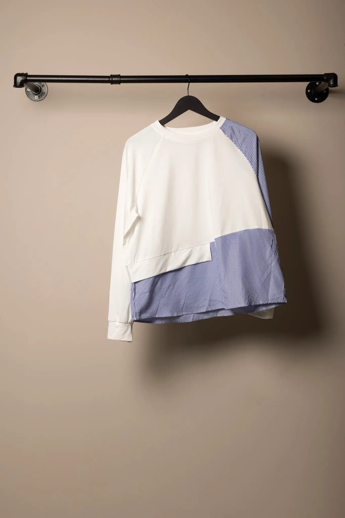 Sweat bicolore Blanc & bleu rayé Frnchlovebread