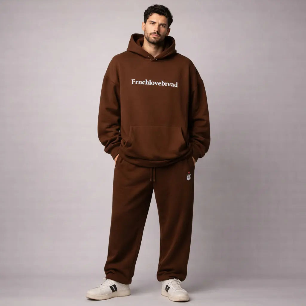 Ensemble hoodie & pantalon oversize unisexe Frnchlovebread – Marron Frnchlovebread