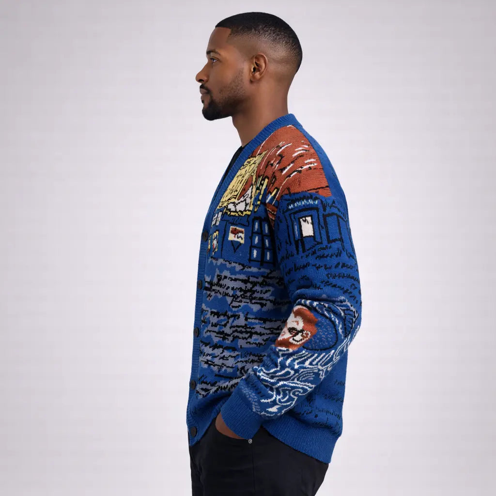 Cardigan Art Night Blue Frnchlovebread