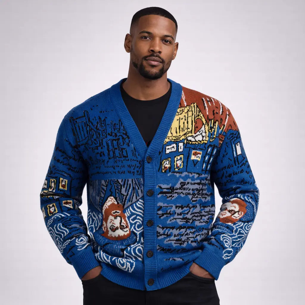 Cardigan Art Night Blue Frnchlovebread