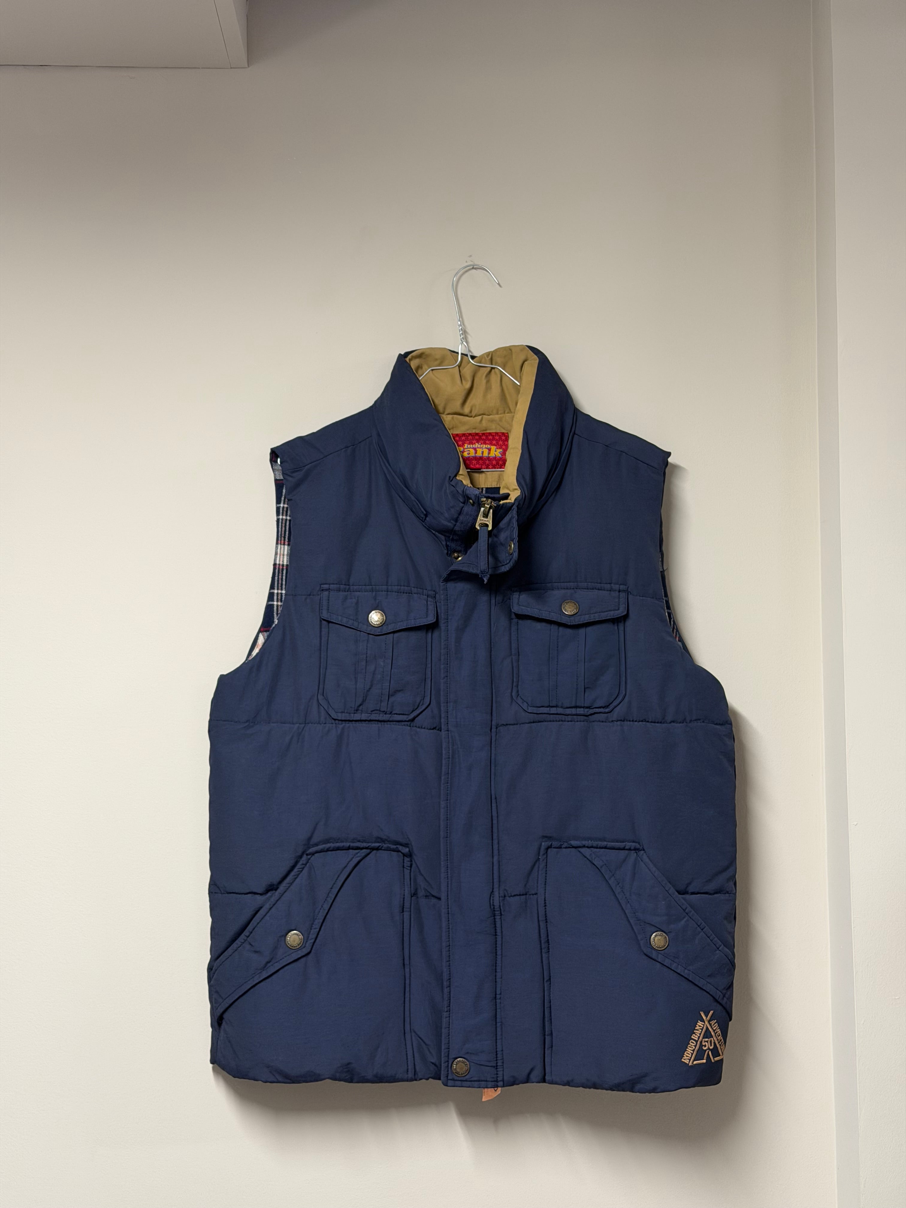 Gilet Matelassé Indigo Bank — Style Heritage Navy & Doublure Tartan Frnchlovebread