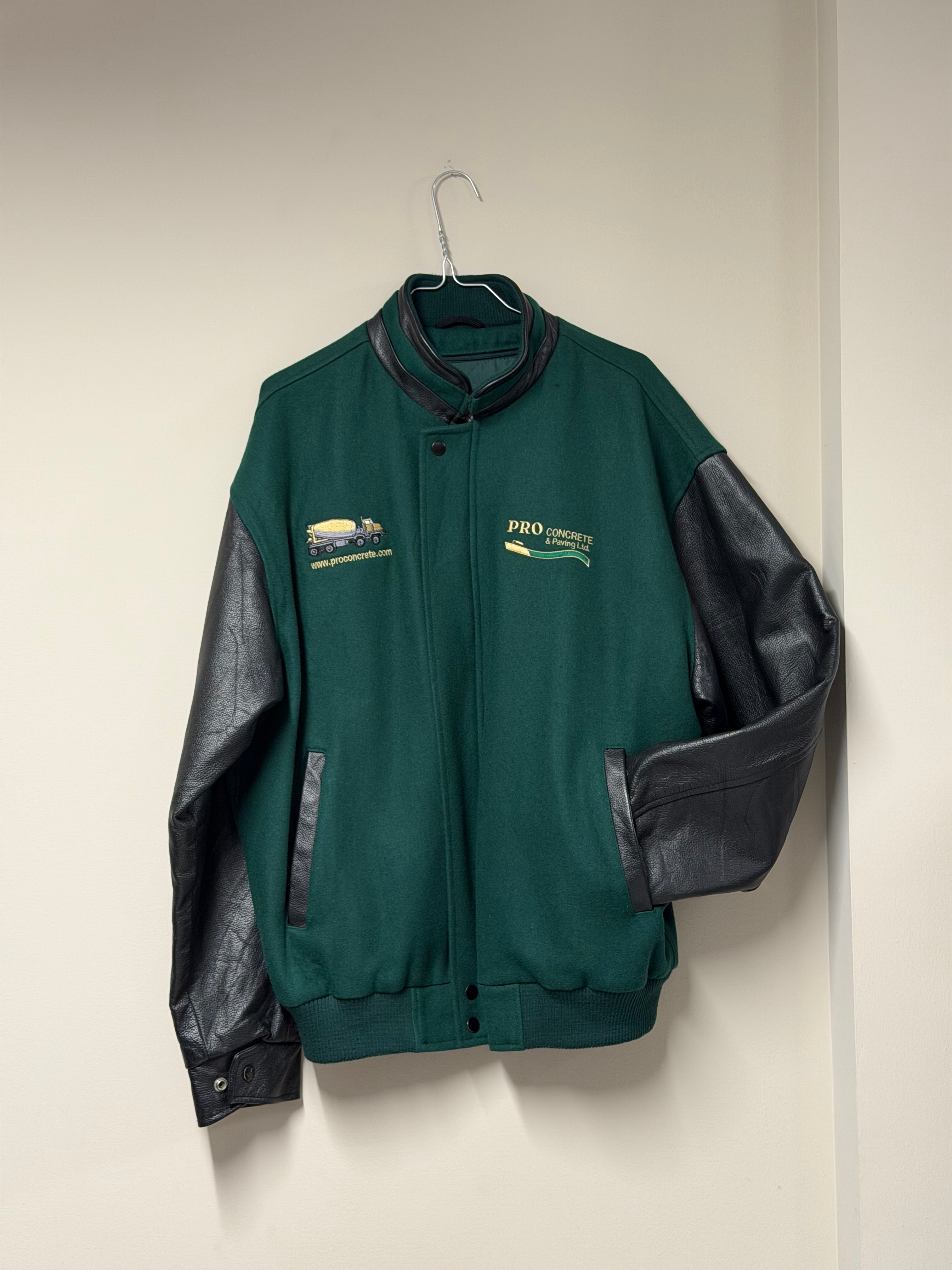 Veste Varsity Laine Forest Green & Manches Cuir Frnchlovebread