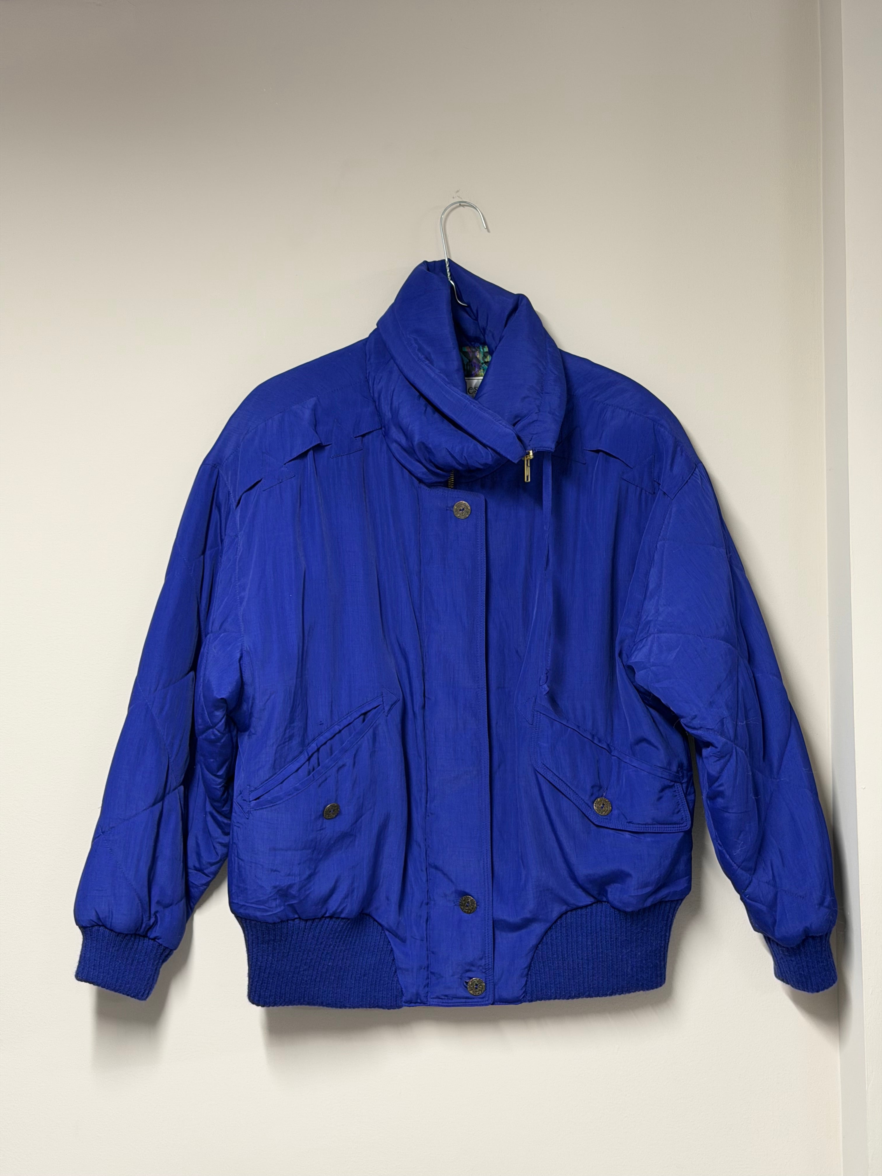 Blouson Puffer Vintage "Electric Blue" — Coupe Oversized & Col Cheminée Frnchlovebread