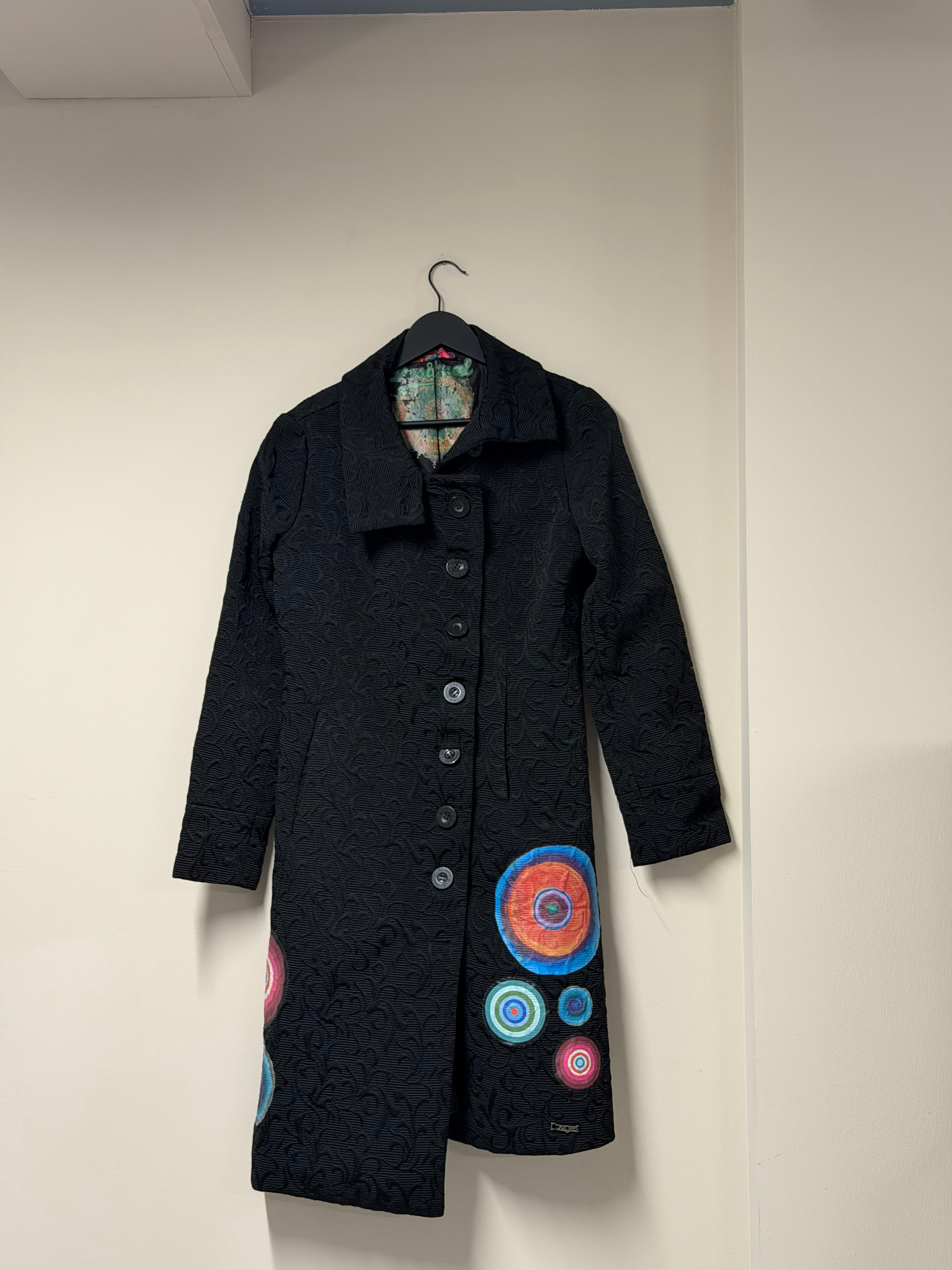 Manteau Long Desigual Noir en Jacquard Frnchlovebread