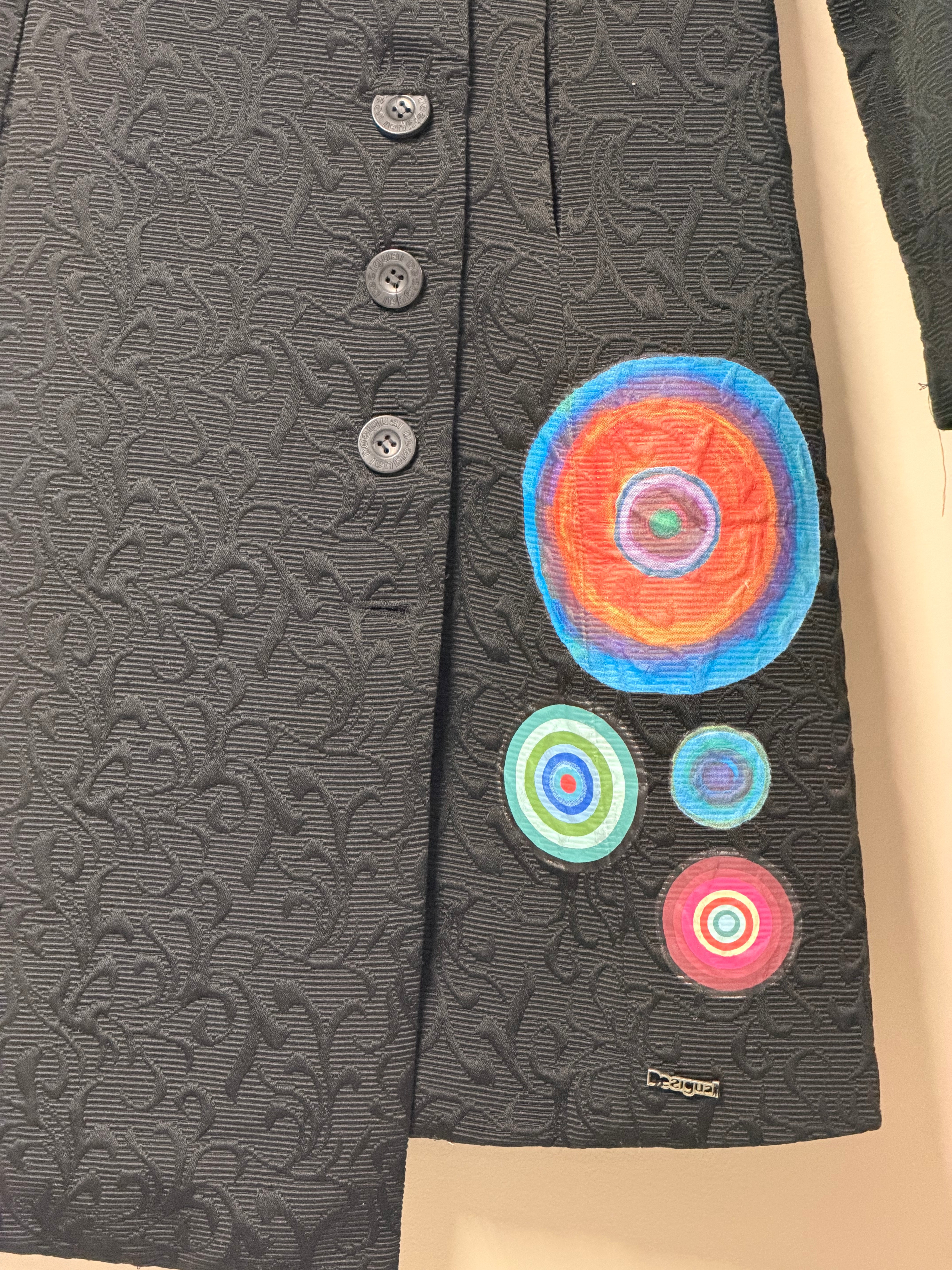 Manteau Long Desigual Noir en Jacquard Frnchlovebread