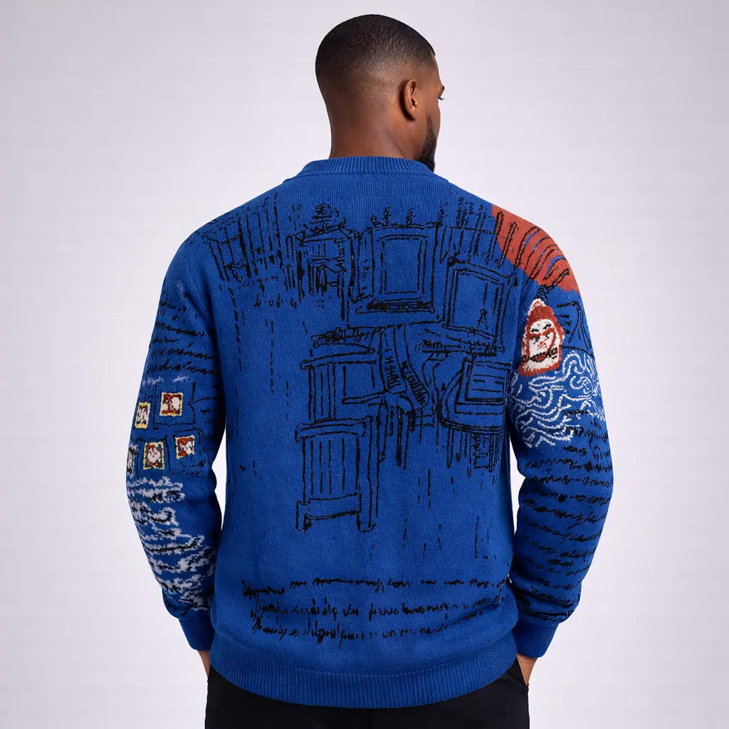 Cardigan Art Night Blue Frnchlovebread